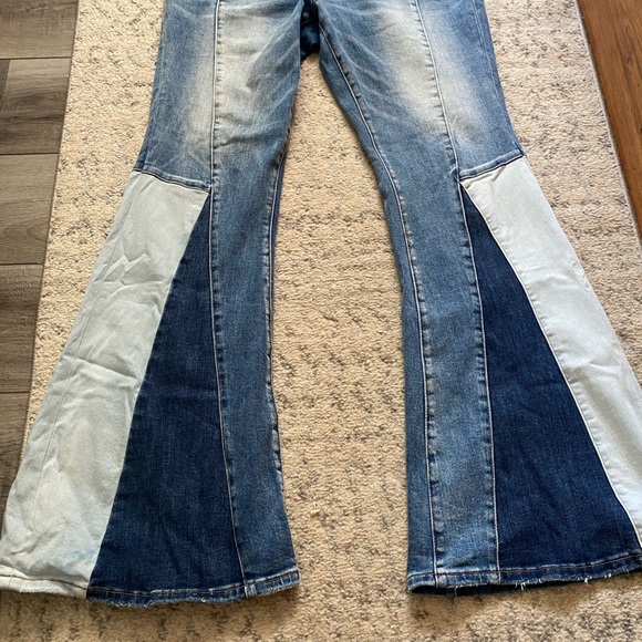 Womens flare multi pattern denim color jean - Picture 4 of 8